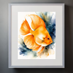 Aquarellmalerei auf Orangenfisch Poster