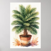 Aquarellmalerei auf Palme Tree in Pot Poster (Vorne)