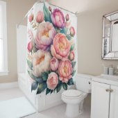 Aquarellmalerei auf Peonies Duschvorhang (Beispiel)