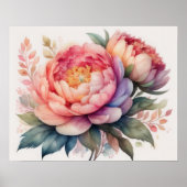 Aquarellmalerei auf Peonies II Poster (Vorne)