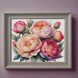 Aquarellmalerei auf Peonies IV Poster