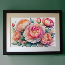 Aquarellmalerei auf Peonies IX