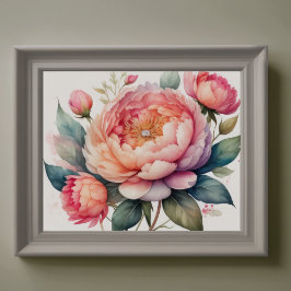 Aquarellmalerei auf Peonies V Poster