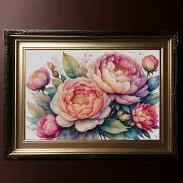 Aquarellmalerei auf Peonies VIII Poster