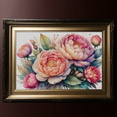 Aquarellmalerei auf Peonies VIII Poster