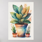 Aquarellmalerei auf Pflanze in Pot IV Poster (Vorne)
