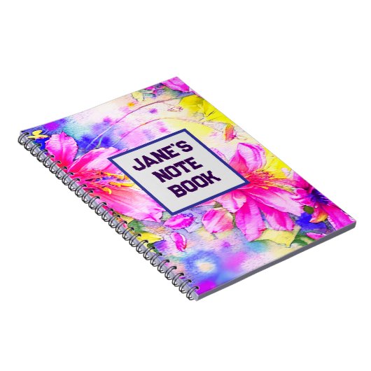 Aquarellmalerei auf rosa Blume Notizblock (Rechte Seite)