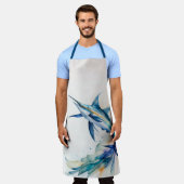 Aquarellmalerei auf Schwertfisch Schürze (Getragen)