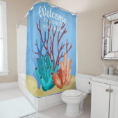 Aquarellmalerei auf Seekorallen Duschvorhang (Beispiel)