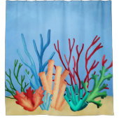 Aquarellmalerei auf Seekorallen Duschvorhang (Vorderseite)