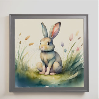 Aquarellmalerei auf sonniges Kaninchen 1:1 Poster