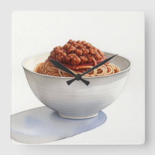 Aquarellmalerei auf Spaghetti Quadratische Wanduhr