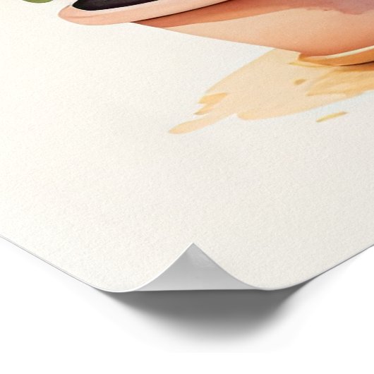 Aquarellmalerei auf Topiary Tree in Pot Poster (Ecke)