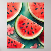 Aquarellmalerei auf Wassermelone II Poster (Vorne)