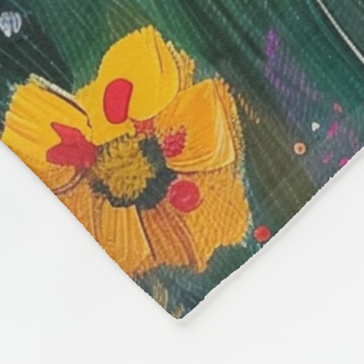Aquarellmalerei auf Wildblume Fleecedecke (Ecke)