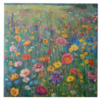 Aquarellmalerei auf Wildblume Fliese