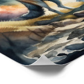 Aquarellmalerei auf Wolf im Wald 1:1 Poster (Ecke)