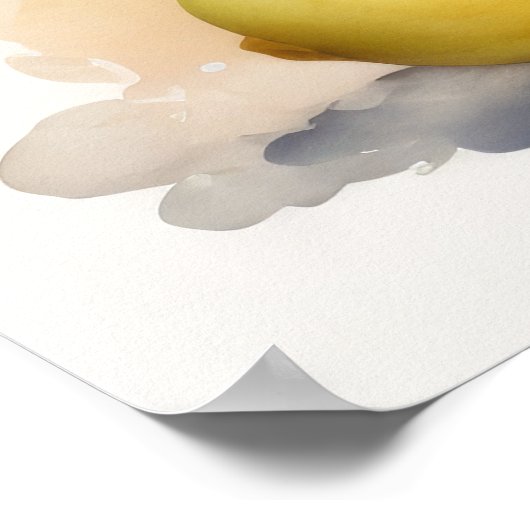 Aquarellmalerei auf Zitronenbaum in Pot Poster (Ecke)