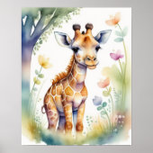 Aquarellmalerei Baby Giraffe Kinderzimmer 5:4 Poster (Vorne)