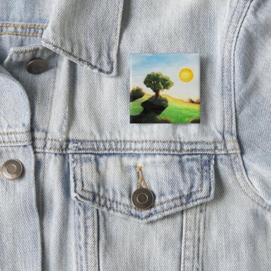 Aquarellmalerei Baumkunst Sonnenlandschaft Button (Beispiel)