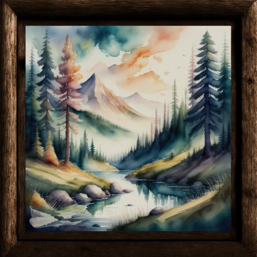 Aquarellmalerei Berglandschaft Poster