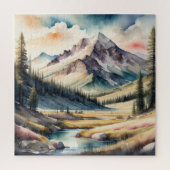 Aquarellmalerei Berglandschaft Puzzle (Vertikal)