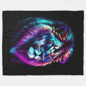 Aquarellmalerei Blaue Lila Löwe Fleecedecke (Vorderseite (Horizontal))