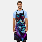 Aquarellmalerei Blaue Lila Löwe Schürze (Getragen)