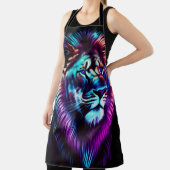 Aquarellmalerei Blaue Lila Löwe Schürze (InSitu)