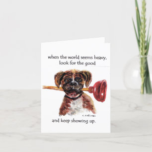 Aquarellmalerei Boxer + Paradise, CA-Brandgeschich Dankeskarte