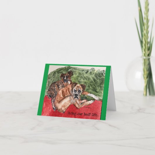 Aquarellmalerei Boxerinspiration#2 Weihnachtskarte Dankeskarte (Vorderseite)