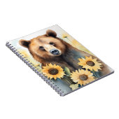 Aquarellmalerei Braunbär und Sonnenblumen Notizblock (Rechte Seite)