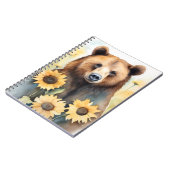 Aquarellmalerei Braunbär und Sonnenblumen Notizblock (Linke Seite)