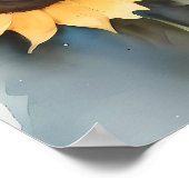 Aquarellmalerei Braunbär und Sonnenblumen Poster (Ecke)