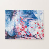 Aquarellmalerei chinesischer Sakura Puzzle (Horizontal)
