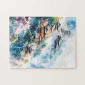 Aquarellmalerei chinesischer Tempel Puzzle (Horizontal)