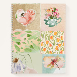 Aquarellmalerei Collage Scrapbook-Stil Floral Notizblock