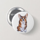 Aquarellmalerei Corgi sumie Button (Vorne & Hinten)