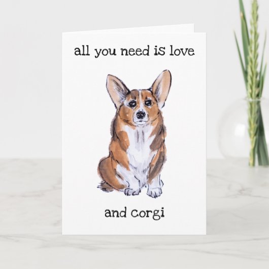 Aquarellmalerei Corgi sumie Karte (Vorderseite)