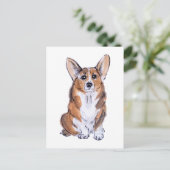 Aquarellmalerei Corgi sumie Postkarte (Stehend Vorderseite)