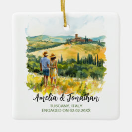 Aquarellmalerei Couple Toskana Italien Keramikornament