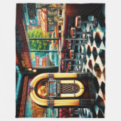 Aquarellmalerei der 50er Jahre Diner Jukebox Fleecedecke (Vorderseite)