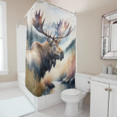 Aquarellmalerei der Elche Duschvorhang (Beispiel)