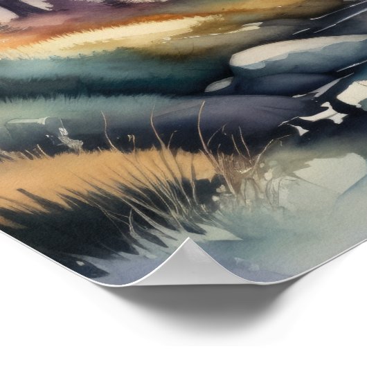 Aquarellmalerei der Elche im Wald 1:1 Poster (Ecke)