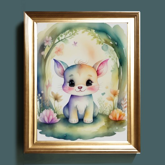 Aquarellmalerei der Kreatur Kawaii Chibi II Poster
