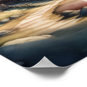 Aquarellmalerei des antiken japanischen Dorfes Poster (Ecke)