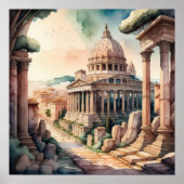 Aquarellmalerei des antiken Rom II Poster (Vorne)