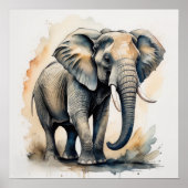 Aquarellmalerei des Elefanten 1:1 Poster (Vorne)