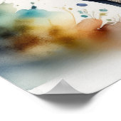 Aquarellmalerei des Elefanten 1:1 Poster (Ecke)