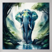 Aquarellmalerei des Elefanten 1:1 Poster (Vorne)